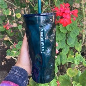 Starbucks Fall 2021 Emerald Green Wavy Glass Cup